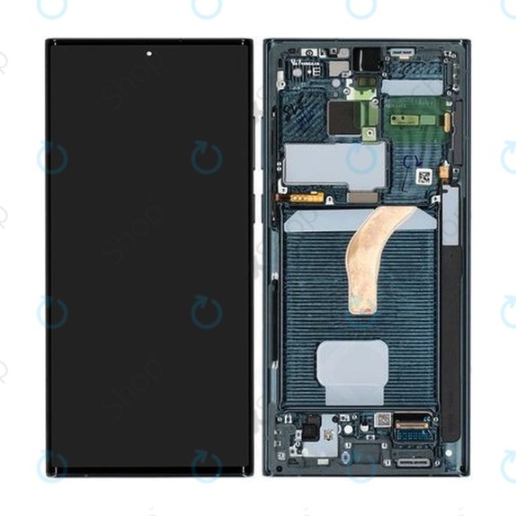 Samsung Galaxy S22 Ultra S908B - LCD Display + Touch Screen + Frame (Green) - GH82-27489D, GH82-27488D Genuine Service Pack