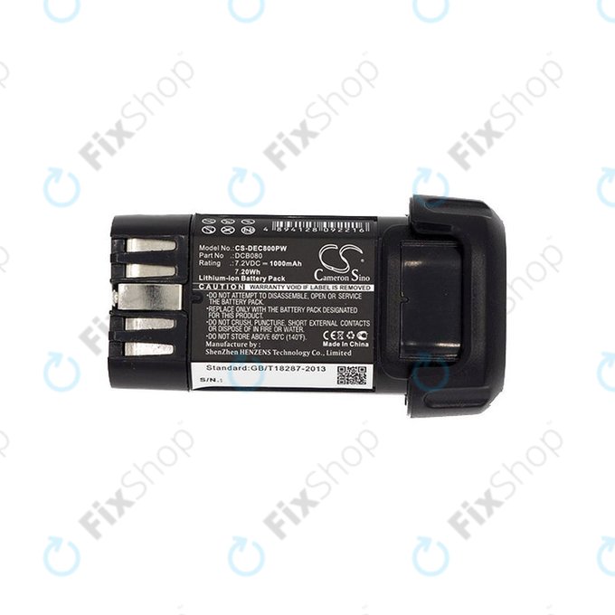 Battery for Dewalt Dcb095, Dewalt Dcf680, 1000mAh, Li-Ion, 7.2V, DCB080, HQ