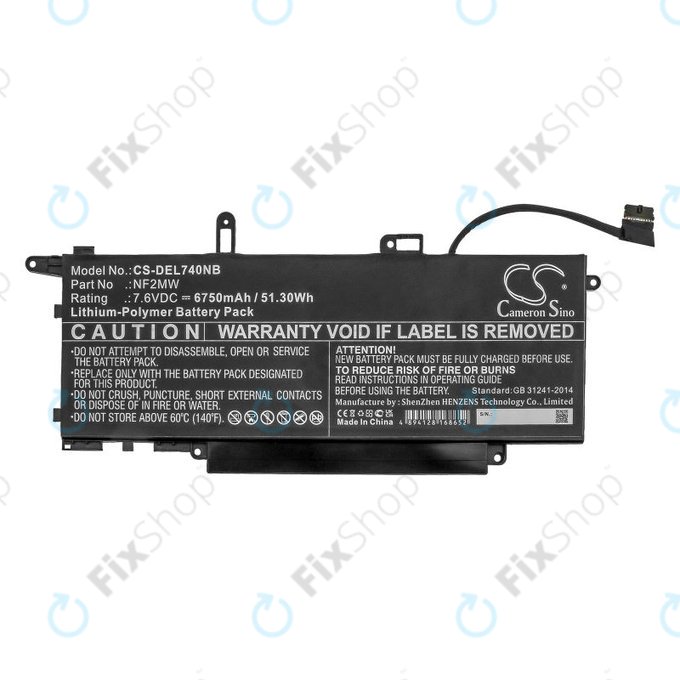 Battery for Dell Latitude 7310 2-in-1, 7400 2-in-1, 6750mAh, Li-Pol, 7.6V, NF2MW, HQ