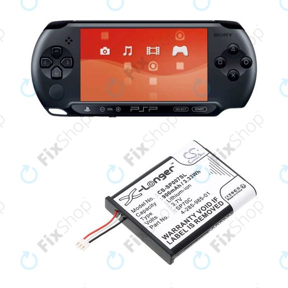 Battery for Sony PSP E1000, E1002, E1004, E1008, 900mAh, Li-Ion, 3.7V, SP70C, HQ