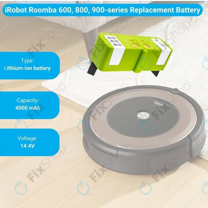 iRobot Roomba 600, 800, 900-series - Battery 4502233, 4374392, 2130LI Li-Ion 14.4V 4000mAh HQ