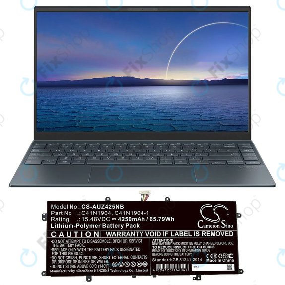 Battery for Asus Zenbook 13, Zenbook 14, 4250mAh, Li-Pol, 15.48V, C41N1904, HQ