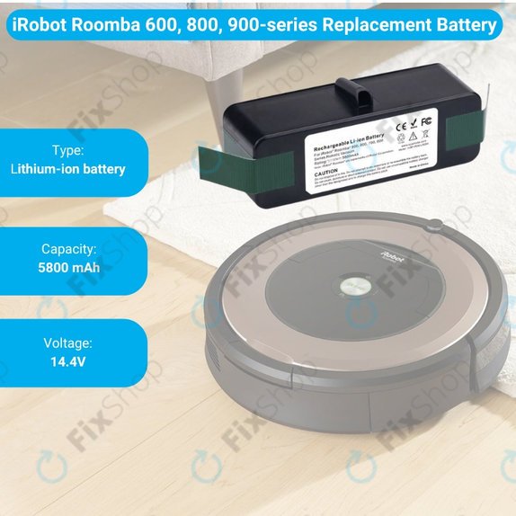 iRobot Roomba 600, 800, 900-series - Battery 4502233, 4374392, 2130LI Li-Ion 14.8V 5800mAh