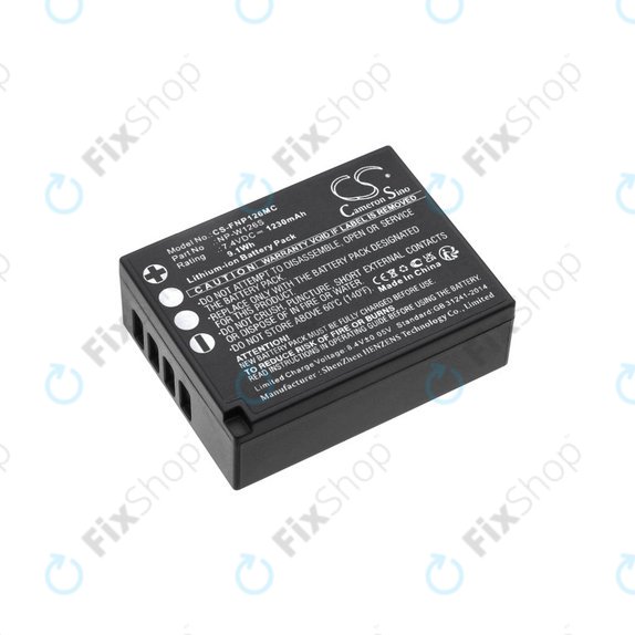 Battery for Fujifilm Finepix Hs30, X-T30, 1230mAh, Li-Ion, 7.4V, NP-W126S, HQ