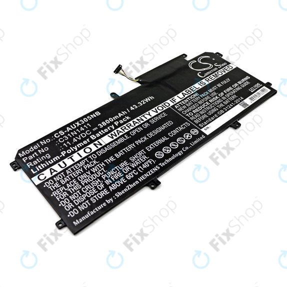 Battery for Asus Zenbook UX305, 3800mAh, Li-Pol, 11.4V, C31N1411, HQ