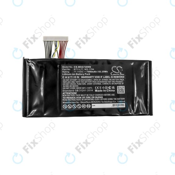 Battery for MSI GT72, MSI WT72, 7500mAh, Li-Ion, 11.1V, BTY-L77, HQ