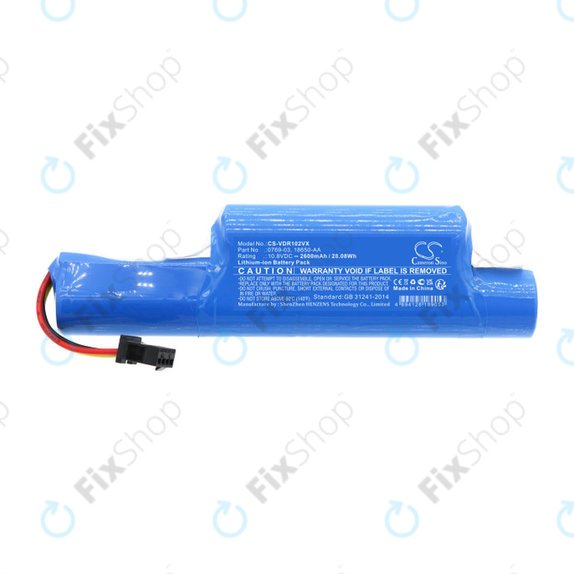 Battery for Vileda Vr102, 201, 303, One, 2600mAh, Li-ion, 10.8V, 0769-03, HQ