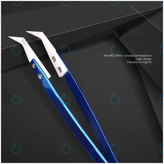 Mechanic CF-17 - Precision Heat Resistant Ceramic Tweezer with Curved Tip