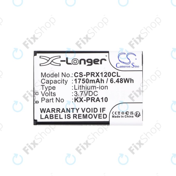 Battery for Panasonic KX-PRX110, 120, 150, 1750mAh, Li-Ion, 3.7V, KX-PRA10, HQ