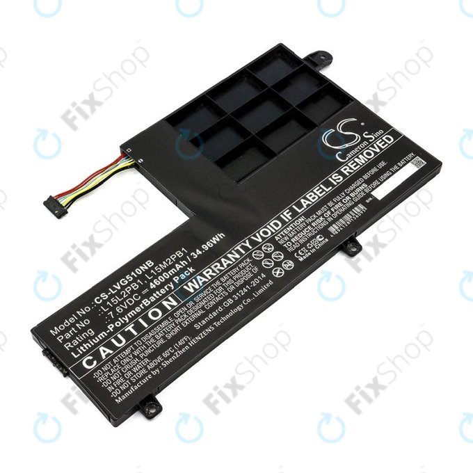 Battery for Lenovo Yoga 510 14, Yoga 510 15, 4600mAh, Li-Pol, 7.6V, L15L2PB1, HQ