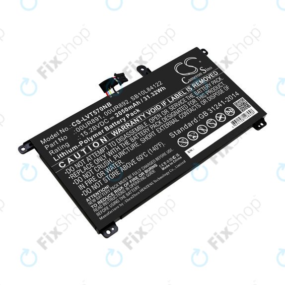 Battery for Lenovo ThinkPad P51s, P52s, T570, T580, 2050mAh, Li-Pol, 15.28V, 00UR891, HQ