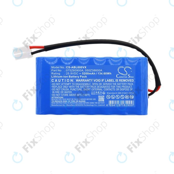 Battery for Wiper i130S, Ambrogio Twenty Elite, 5200mAh, Li-Ion, 25.9V, 075Z60900A, HQ