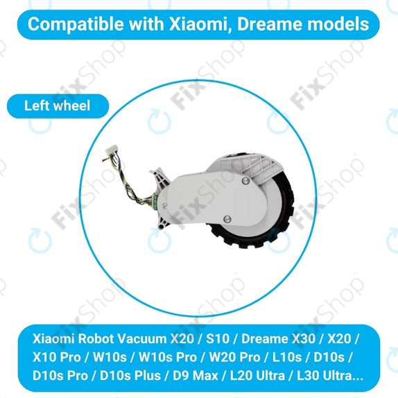 Xiaomi Robot Vacuum X20, S10, Dreame X30, X20, X10 Pro - Wheel with Motor (Left) (White)