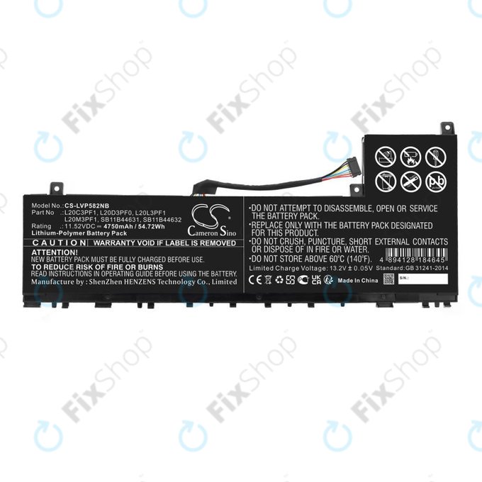 Battery for Lenovo IdeaPad 5 Pro 14ITL6, 4750mAh, Li-Pol, 11.52V, L20C3PF1, HQ