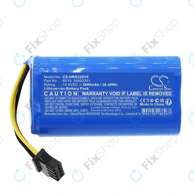 Battery for Hoover HGO31, HGO32, HGO33, 2600mAh, Li-Ion, 14.8V, B015, HQ