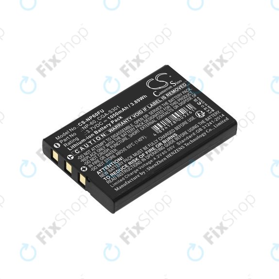 Battery for Agfa, HP Photosmart, Toshiba Camileo, 1050mAh, Li-Ion, 3.7V, NP-60, COMA-BP1, HQ