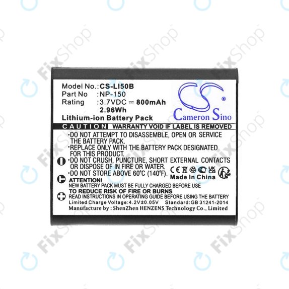 Battery for Olympus MJU, Casio Exilim, Kodak PIXPRO, 800mAh, Li-Ion, 3.7V, NP-150, HQ