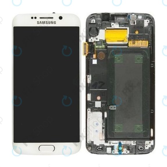 Samsung Galaxy S6 Edge G925F - LCD Display + Touch Screen + Frame (White Pearl) - GH97-17162B, GH97-17317B, GH97-17334B Genuine Service Pack