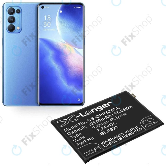 Battery for Oppo Reno 5 Pro, 2100mAh, Li-Pol, 7.74 V, BLP823, HQ