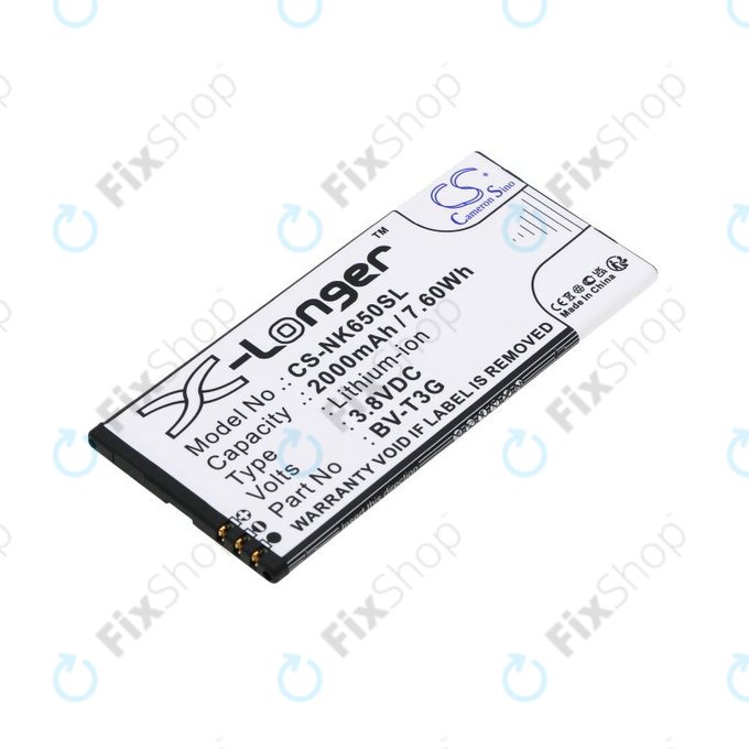 Battery for Nokia Lumia 650, 2000mAh, Li-Ion, 3.8V, BV-T3G, HQ