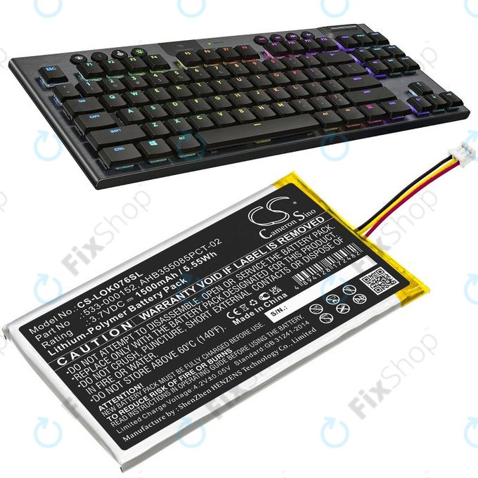 Battery for Logitech G913, G913 TKL, G915, G915TKL, 1500mAh, Li-Pol, 3.7V, 533-000152, HQ
