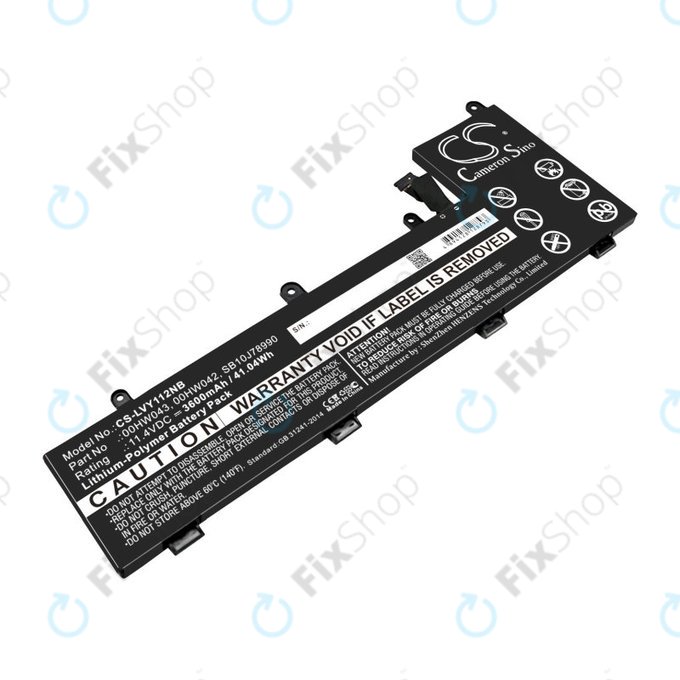 Battery for Lenovo Yoga 11e, ThinkPad Yoga 11e ChromeBook 20, 3600mAh, Li-Pol, 11.4V, 00HW043, HQ