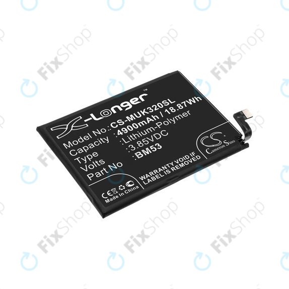 Battery for Xiaomi Mi 10T 5G M2007J3SY, 4900mAh, Li-Pol, 3.85 V, BM53, HQ
