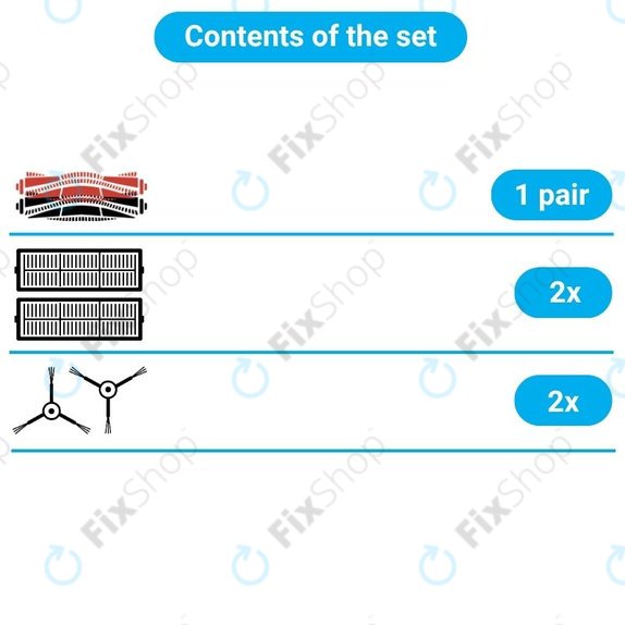 Replacement set for iRobot Roomba 700-series (2 pairs of Main brushes, 4x Filter, 4x Side brush)
