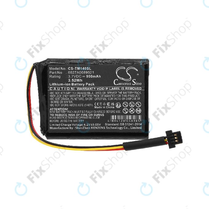 Battery for TomTom One 140, Go 500, 950mAh, Li-ion, 3.7V, P2, HQ