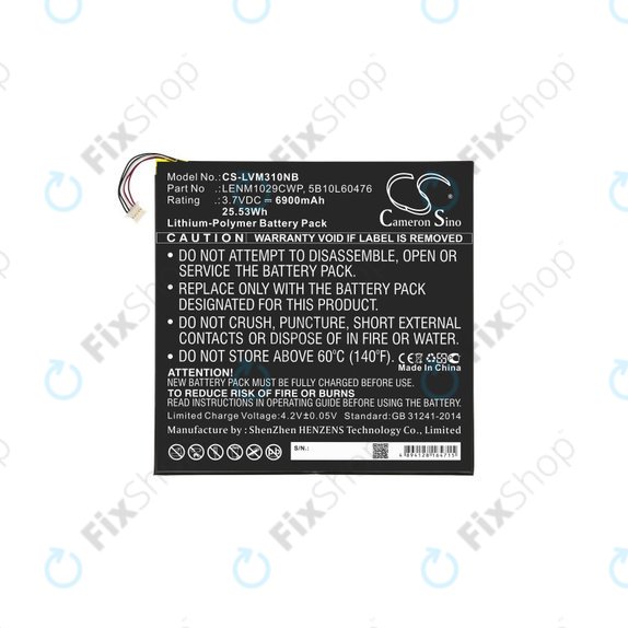 Battery for Lenovo Miix 300, Miix 310, 6900mAh, Li-Pol, 3.7V, LENM1029CWP, HQ