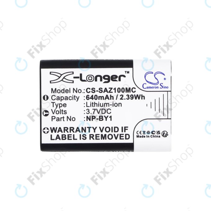 Battery for Sony HDR-AZ1, 640mAh, Li-Ion, 3.7V, NP-BY1, HQ
