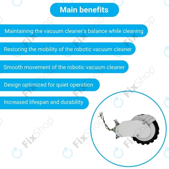 Xiaomi Robot Vacuum X20, S10, Dreame X30, X20, X10 Pro - Wheel with Motor (Left) (White)