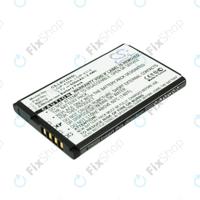 Battery for LG 230 Nite, 650mAh, Li-Ion, 3.7V, LGIP-430A, HQ