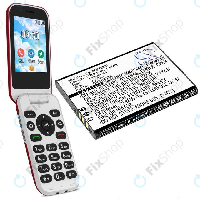 Battery for Doro 7030, 7031, DFC-0270, 7080, 1200mAh, Li-Ion, 3.7V, DBX-1350A, HQ