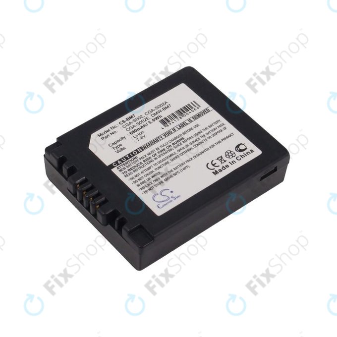Battery for Panasonic DMC-FZ10, 680mAh, Li-Ion, 7.4V, CGA-S002, HQ
