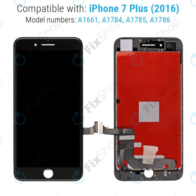 Display for iPhone 7 Plus, Black, Touch Screen with Frame, Refurbished