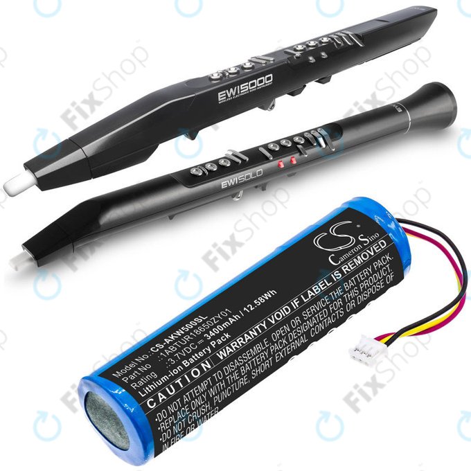 Battery for Akai 5000 Solo, Ewi 5000, 3400mAh, Li-Ion, 3.7V, 1ABTUR18650ZY01, HQ