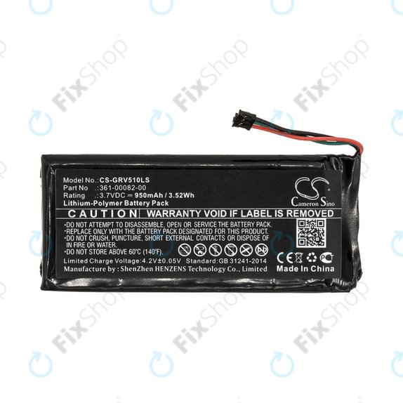Battery for Garmin Varia TL, RTL510, Varia RTL501, 950mAh, Li-Pol, 3.7V, 361-00082-00, HQ