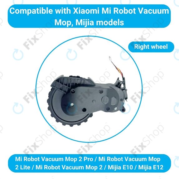 Xiaomi Mijia E10, E12, Mi Robot Vacuum Mop 2 Lite, 2 Pro - Wheel with Motor (Right) (Black)