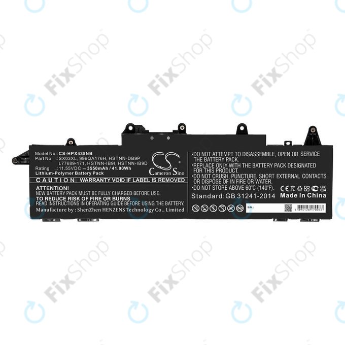 Battery for HP ProBook x360 435 G7, 3550mAh, Li-Pol, 11.55V, SX03XL, HQ