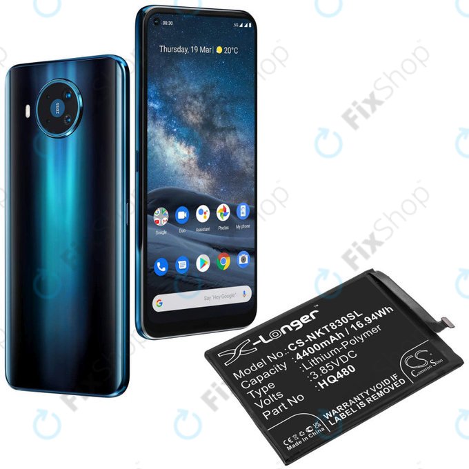Battery for Nokia 8.3 2020 5G, 4400mAh, Li-Pol, 3.85V, HQ480, HQ