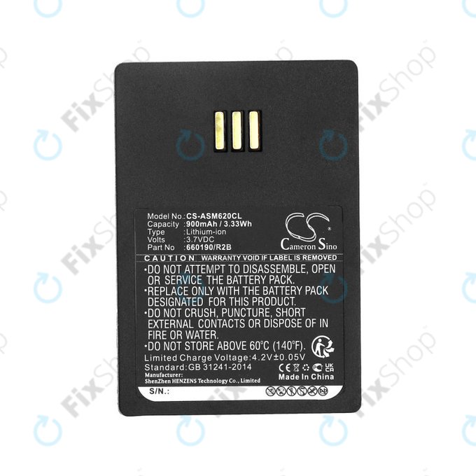 Battery for Siemens Openstage WL3, Ascom, Aastra, Innovaphone, 900mAh, Li-Ion, 3.7V, 660190/R2B, HQ