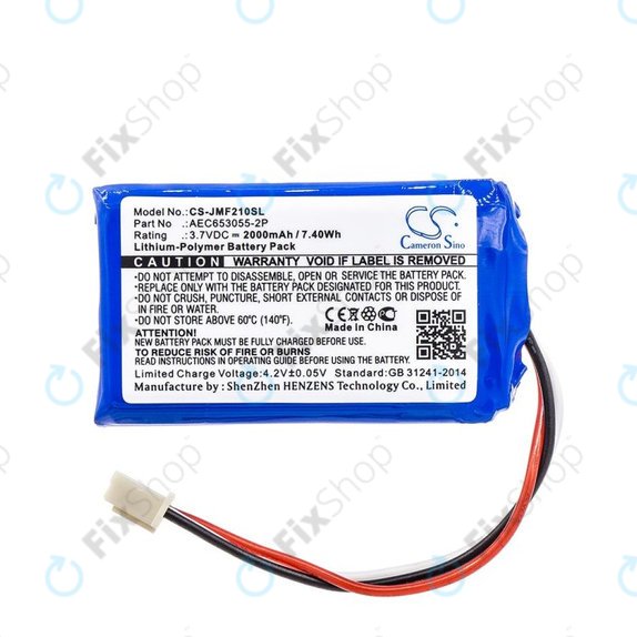 Battery for JBL Flip 2 (2013), 2000mAh, Li-Pol, 3.7V, AEC653055-2P, HQ