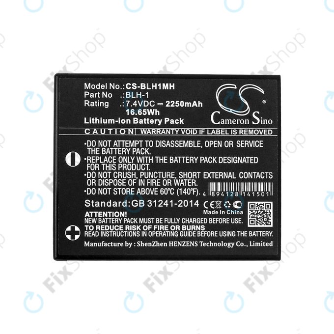 Battery for Olympus E-M1, 2250mAh, Li-Ion, 7.4V, BLH-1, HQ