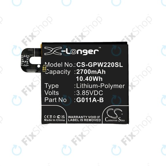 Battery for Google Pixel 2 G011A, 2700mAh, Li-Pol, 3.85 V, G011A-B, HQ