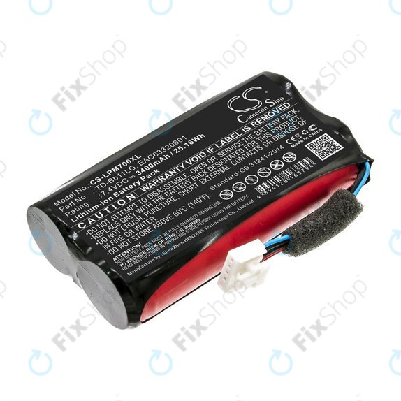 Battery for LG Music Flow P7, Xboom Go PK7, 3400mAh, Li-Ion, 7.4V, TD-Bb11LG, HQ