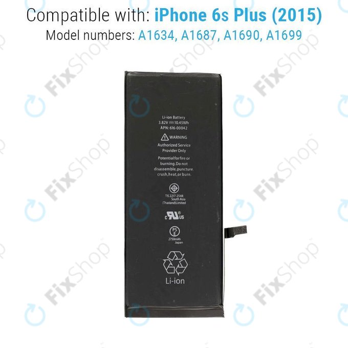 Battery for iPhone 6S Plus, 2750mAh, FixPremium