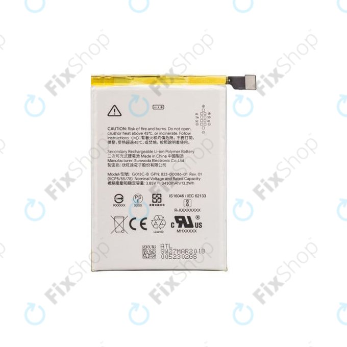 Google Pixel 3 XL - Battery G013C-B 3430mAh - G823-00114-01 Genuine Service Pack
