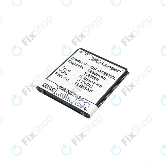 Battery for Alcatel One Touch 997, X Pop, TCL S710, S800, 1950mAh, Li-Ion, 3.7V, TLiB5AF, HQ