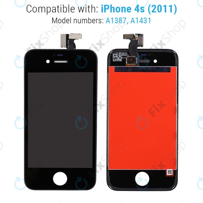 Display for iPhone 4S, Black, Touch Screen with Frame